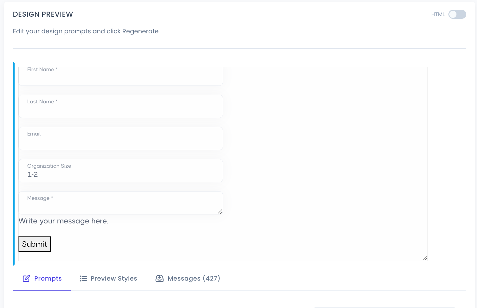 Failed form generation example