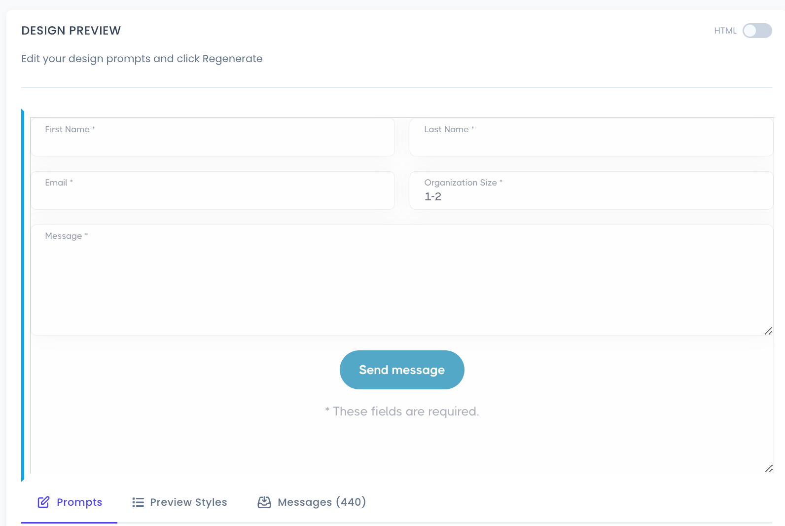 Successful form generation example